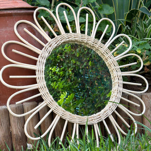 Miroir Fleur de Rotin 50cm - Ajbir