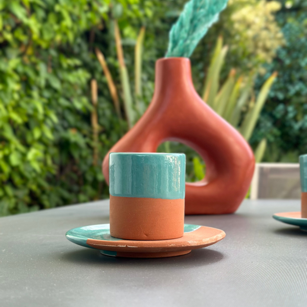 Tasse à café avec sous tasse bicolore - Ajbir