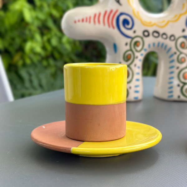 Tasse à café avec sous tasse bicolore - Ajbir