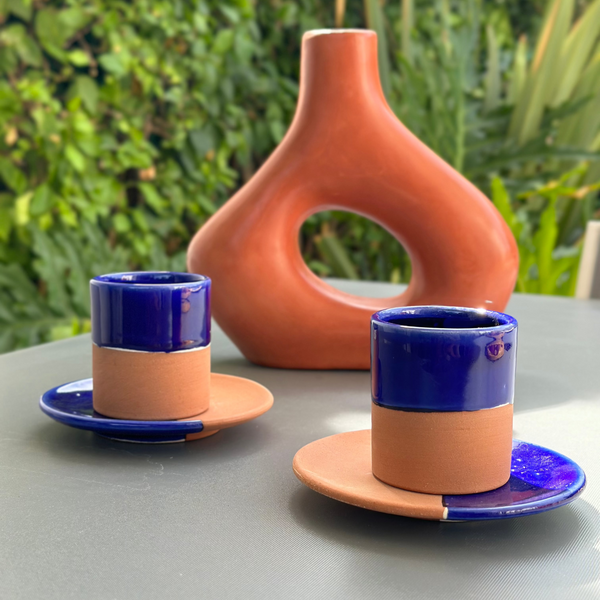 Tasse à café avec sous tasse bicolore - Ajbir