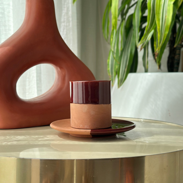 Tasse à café avec sous tasse bicolore - Ajbir