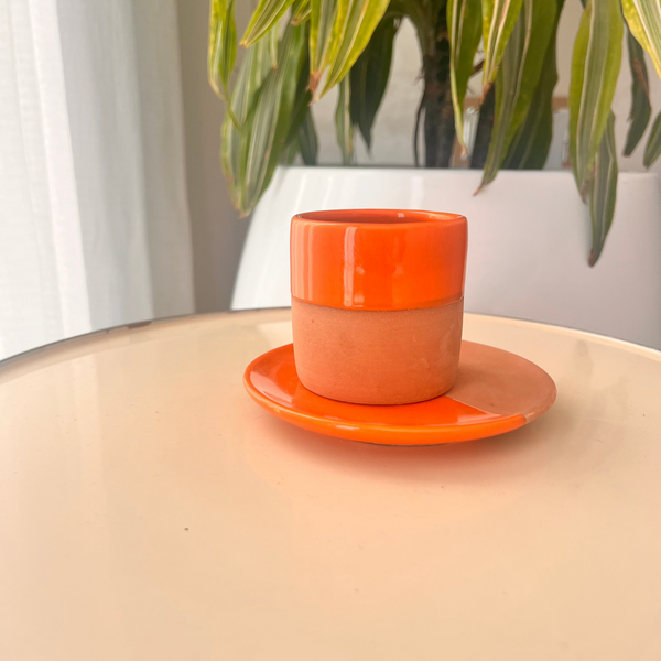 Tasse à café avec sous tasse bicolore - Ajbir