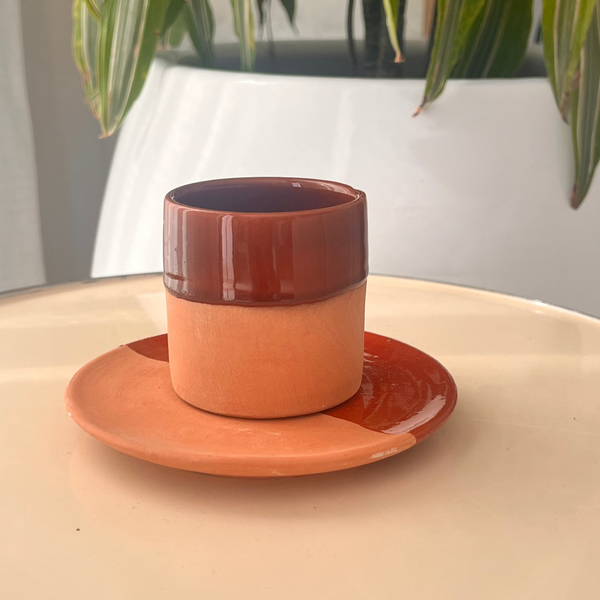 Tasse à café avec sous tasse bicolore - Ajbir