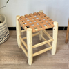 Tabouret traditionnel en bois et cuir - Ajbir