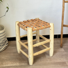 Tabouret traditionnel en bois et cuir - Ajbir