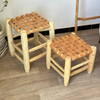 Tabouret traditionnel en bois et cuir - Ajbir