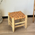 Tabouret traditionnel en bois et cuir petit - Ajbir