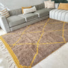 Tapis Beni Ouarain taupe et jaune- 3,00m / 1,92m - Ajbir