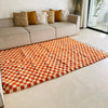 Tapis Beni Ouarain damier orange - 2,42m / 1,62m - Ajbir
