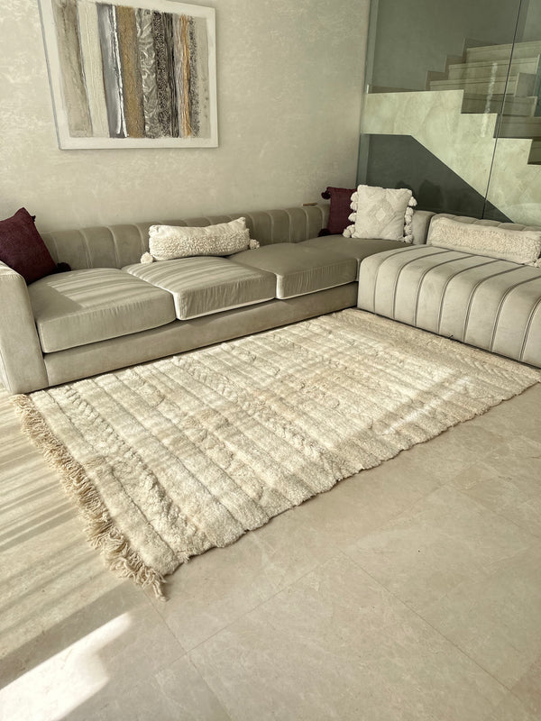 Tapis Beni Ouarain crème- 2,50m / 1,52m - Ajbir