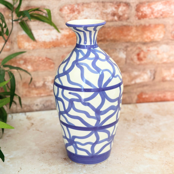 Vase Amazigh bleu et blanc (Pièce unique)
