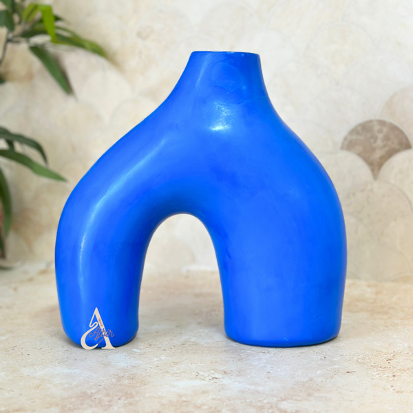 Vase artisanal Azul bombé mat