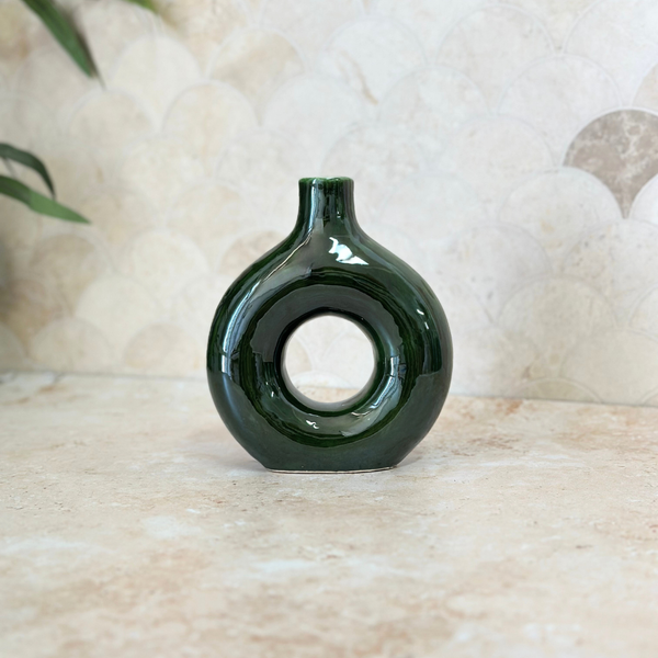 Vase artisanal Tafoukt vernis petit allongé