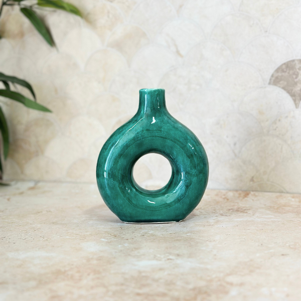 Vase artisanal Tafoukt vernis petit allongé