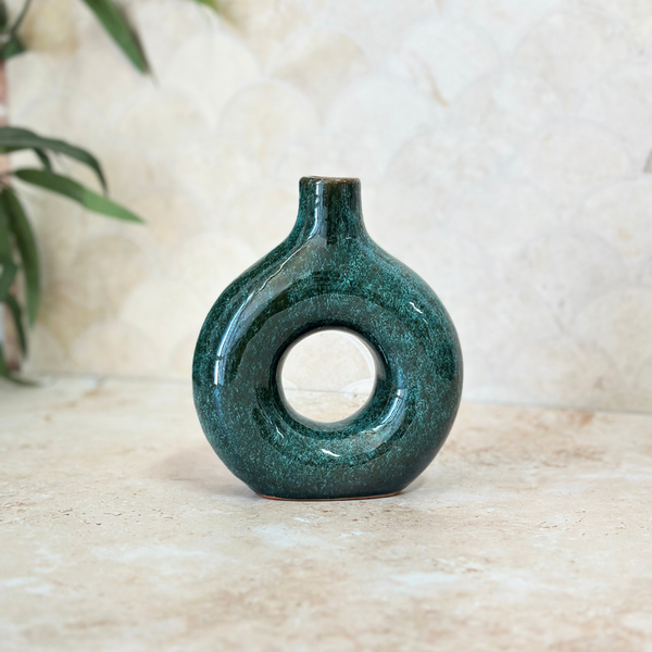 Vase artisanal Tafoukt vernis petit allongé