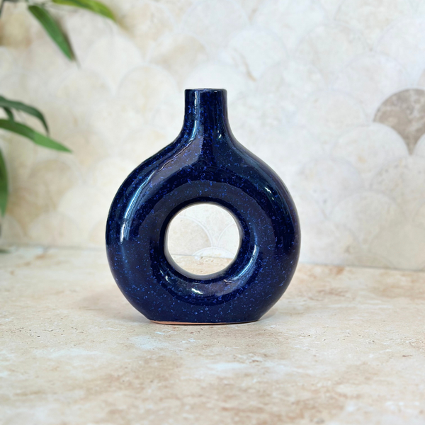 Vase artisanal Tafoukt vernis petit allongé