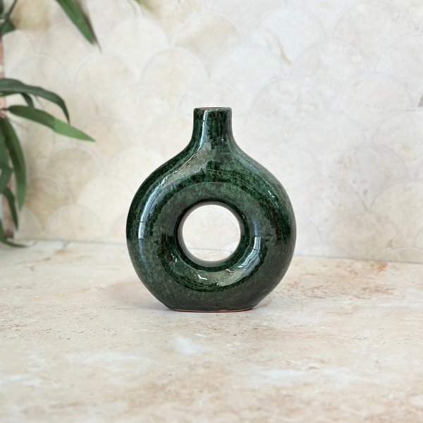 Vase artisanal Tafoukt vernis petit allongé