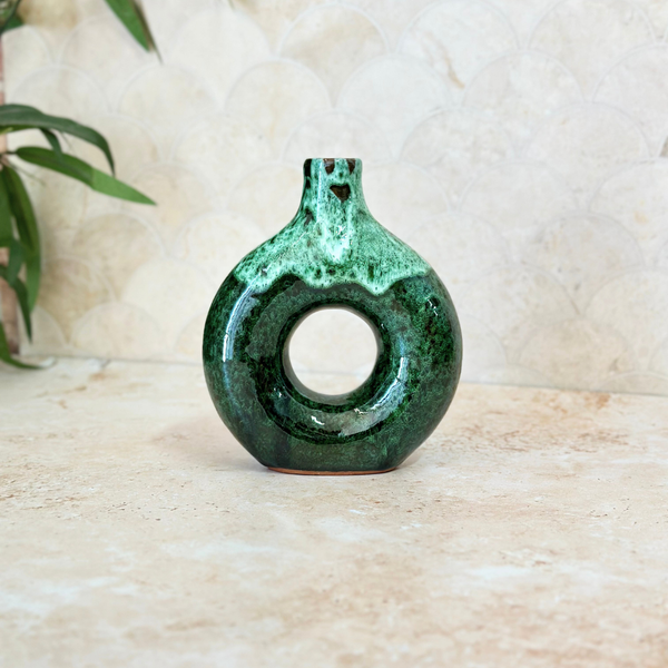 Vase artisanal Tafoukt vernis petit allongé