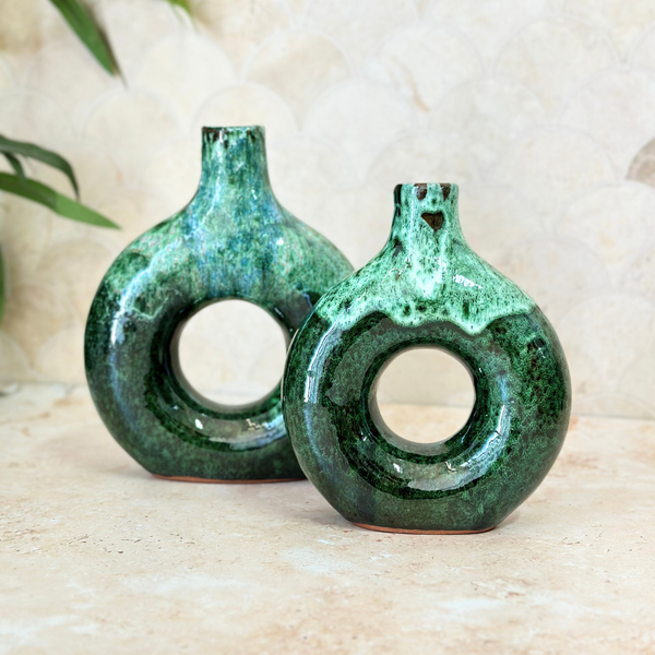 Vase artisanal Tafoukt vernis petit allongé