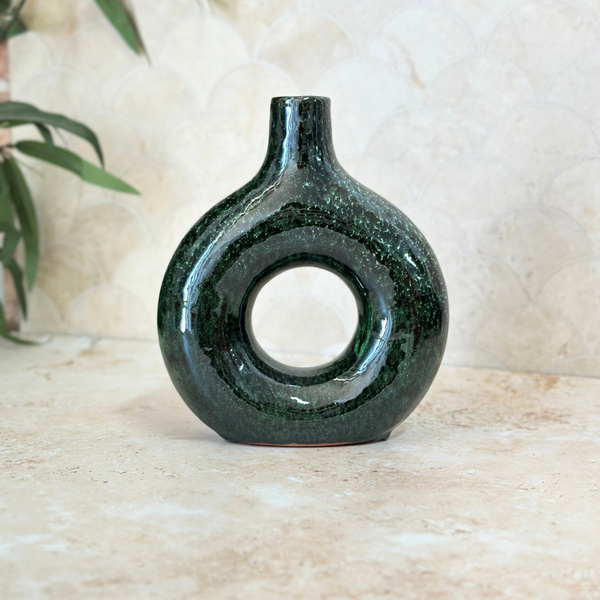 Vase artisanal Tafoukt vernis petit allongé