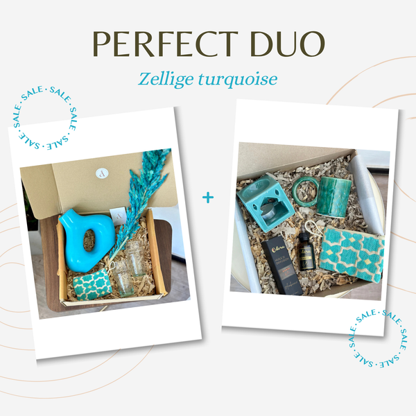 Duo 2 coffrets cadeaux Zellige turquoise