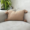 Housse de Coussin à pompons beige 50cmx40cm - Ajbir