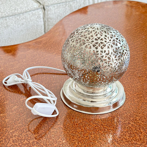 Abat-jour traditionnel en laiton argent Amalu