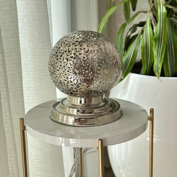 Abat-jour traditionnel en laiton argent Amalu