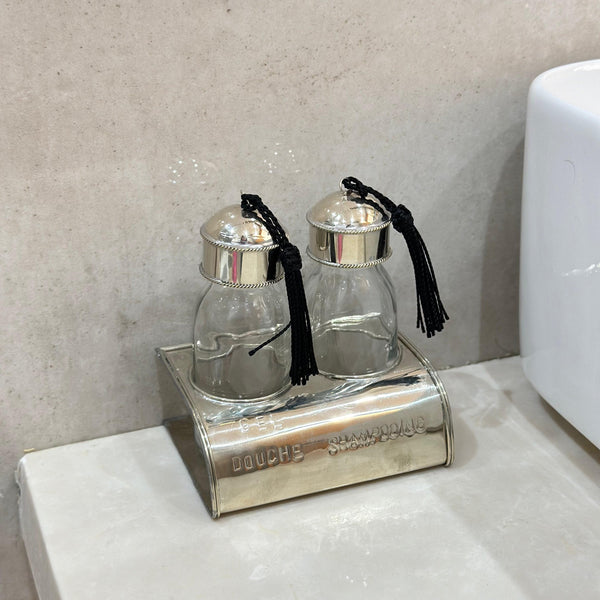 Set bouteille shampoing et bain douche argent