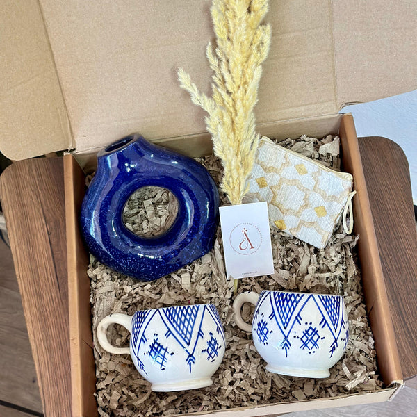 Coffret cadeau artisanal Amazigh Tafoukt bleu