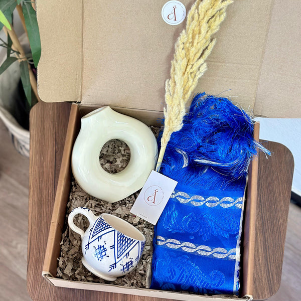 Coffret cadeau artisanal Amazigh Kdib bleu