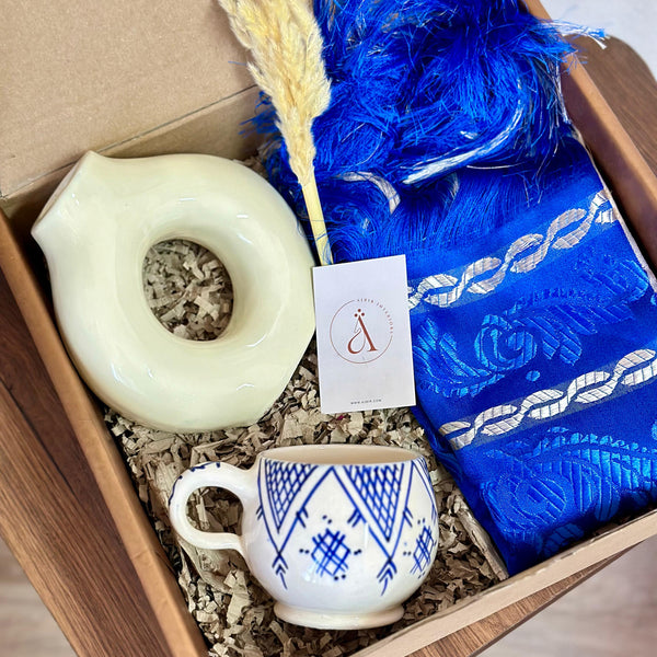 Coffret cadeau artisanal Amazigh Kdib bleu