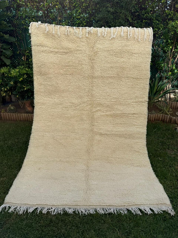 Tapis Berbère Azilal 100% Crème en Laine De Mouton 2,30m /1,49m