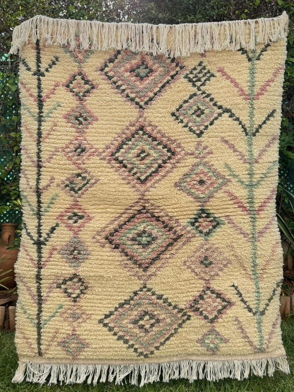 Tapis Berbère Azilal 100% Violet en Laine De Mouton 1,39m/1,12m