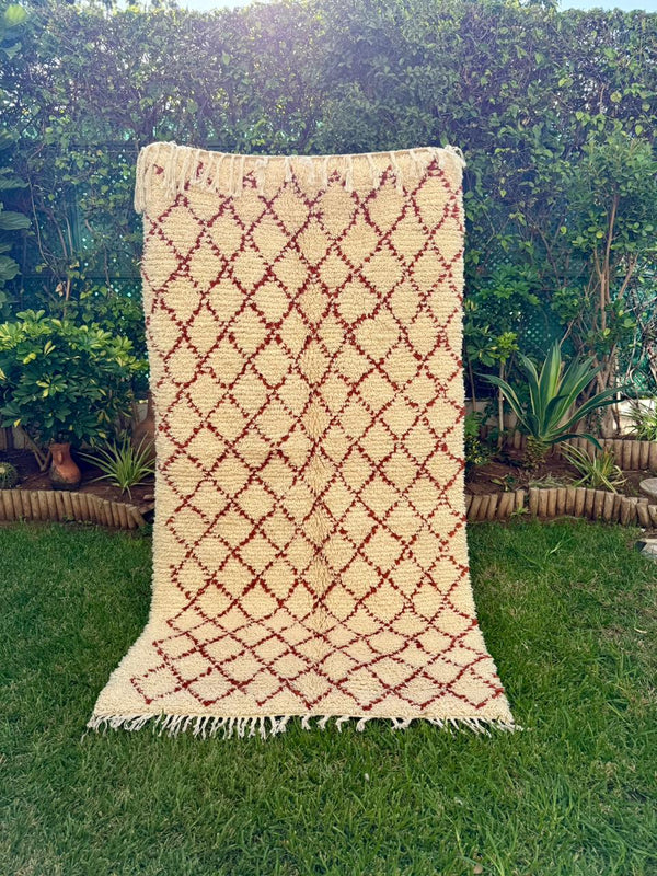 Tapis Berbère Azilal 100% Terracota en Laine De Mouton 2,16m /1,16m