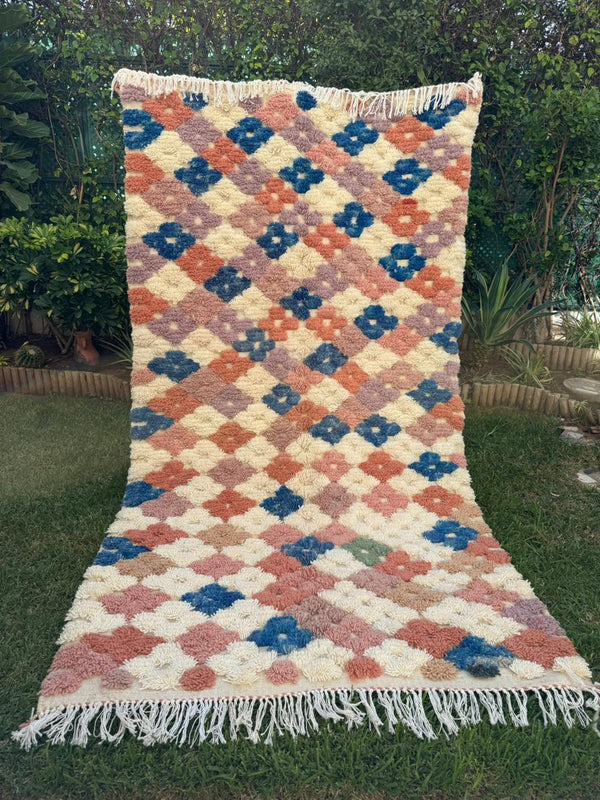 Tapis Berbère Azilal 100% Multicolore en Laine De Mouton2,67m/ 1,49m