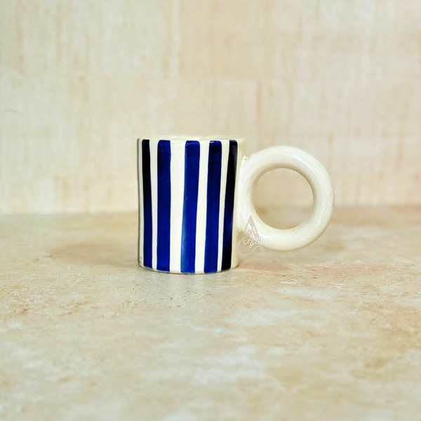 Mug rayé bleu anse mileu