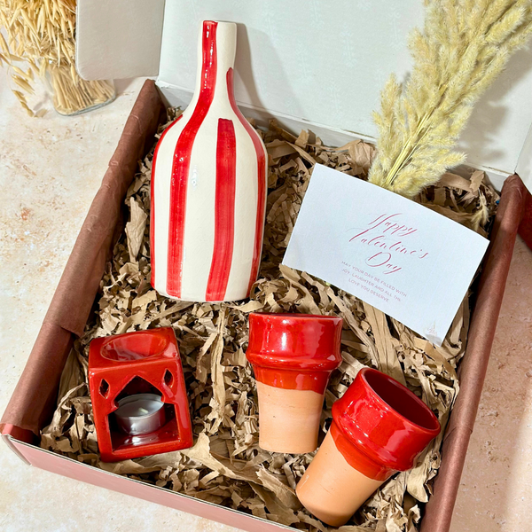 Coffret cadeau artisanal Love's Day rayé rouge