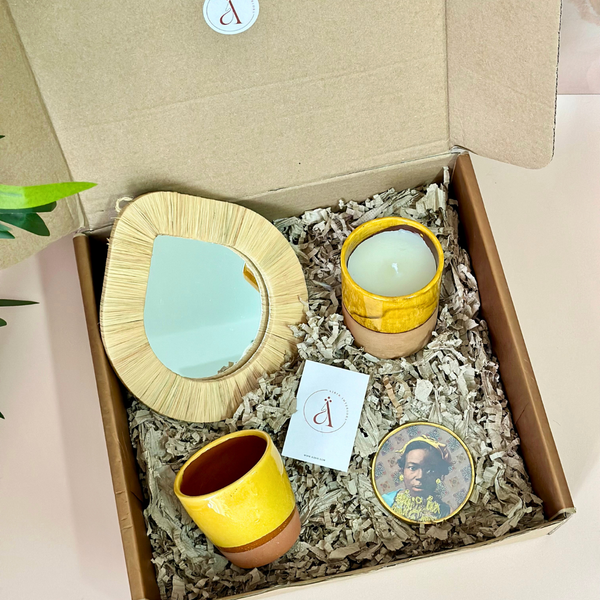 Coffret cadeau artisanal miroir jaune