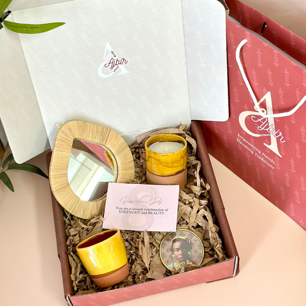 Coffret cadeau artisanal miroir jaune