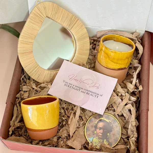 Coffret cadeau artisanal miroir jaune