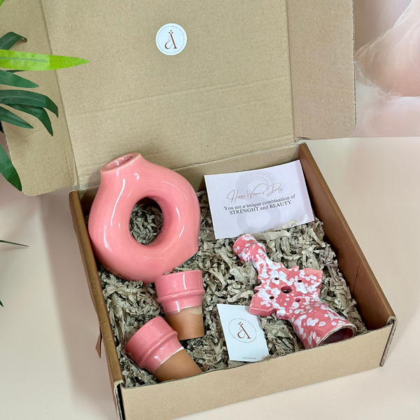 Coffret cadeau artisanal bougeoir rose