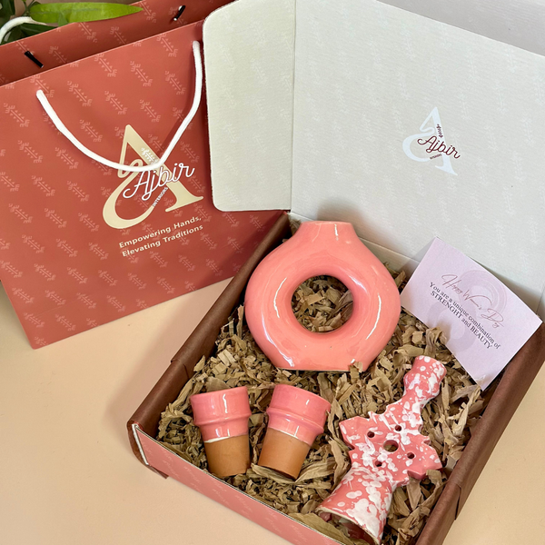 Coffret cadeau artisanal bougeoir rose