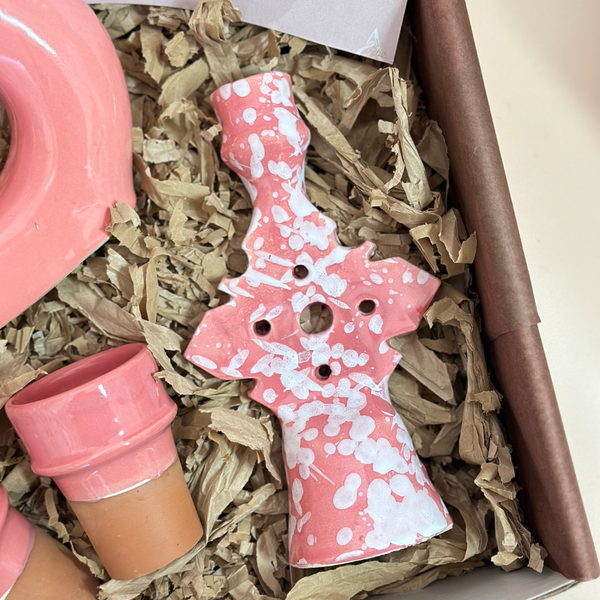Coffret cadeau artisanal bougeoir rose