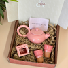 Coffret cadeau artisanal théière rose