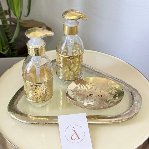Distributeur de savon en verre et laiton doré Zwak