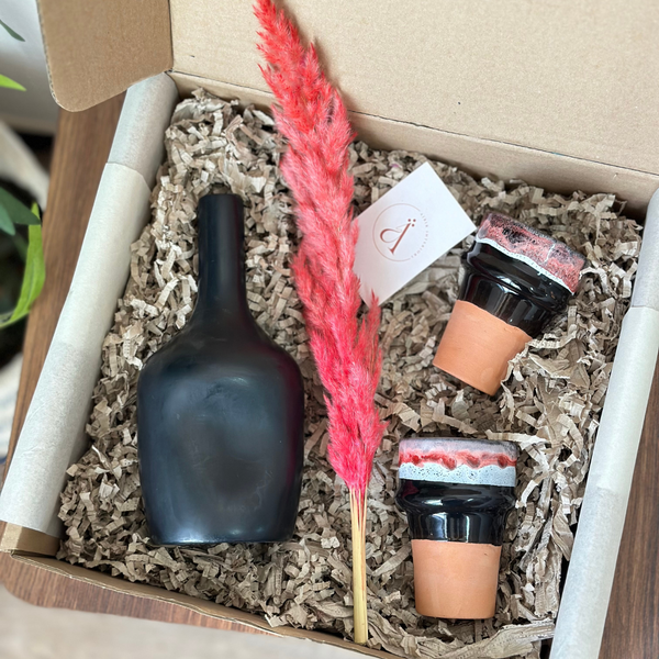 Coffret cadeau artisanal noir et rose