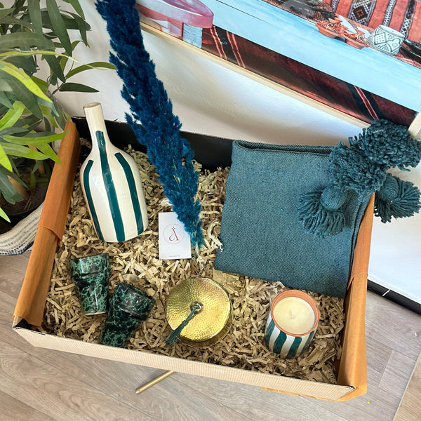 Coffret cadeau artisanal XL bleu pétrole