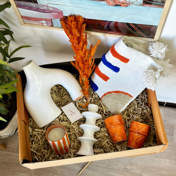 Coffret cadeau artisanal XL Azul blanc et orange