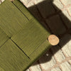 Tabouret artisanal AZEMMUR Bois naturel & tressage vert olive